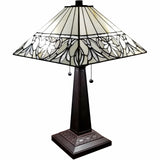22" Dark Brown Metal Two Light Candlestick Table Lamp With White Shade