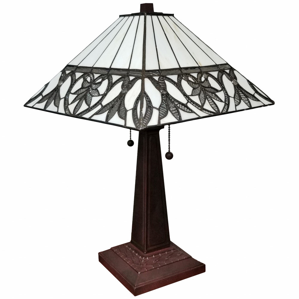 22" Dark Brown Metal Two Light Candlestick Table Lamp With White Shade - Homeroots - Flyclothing LLC