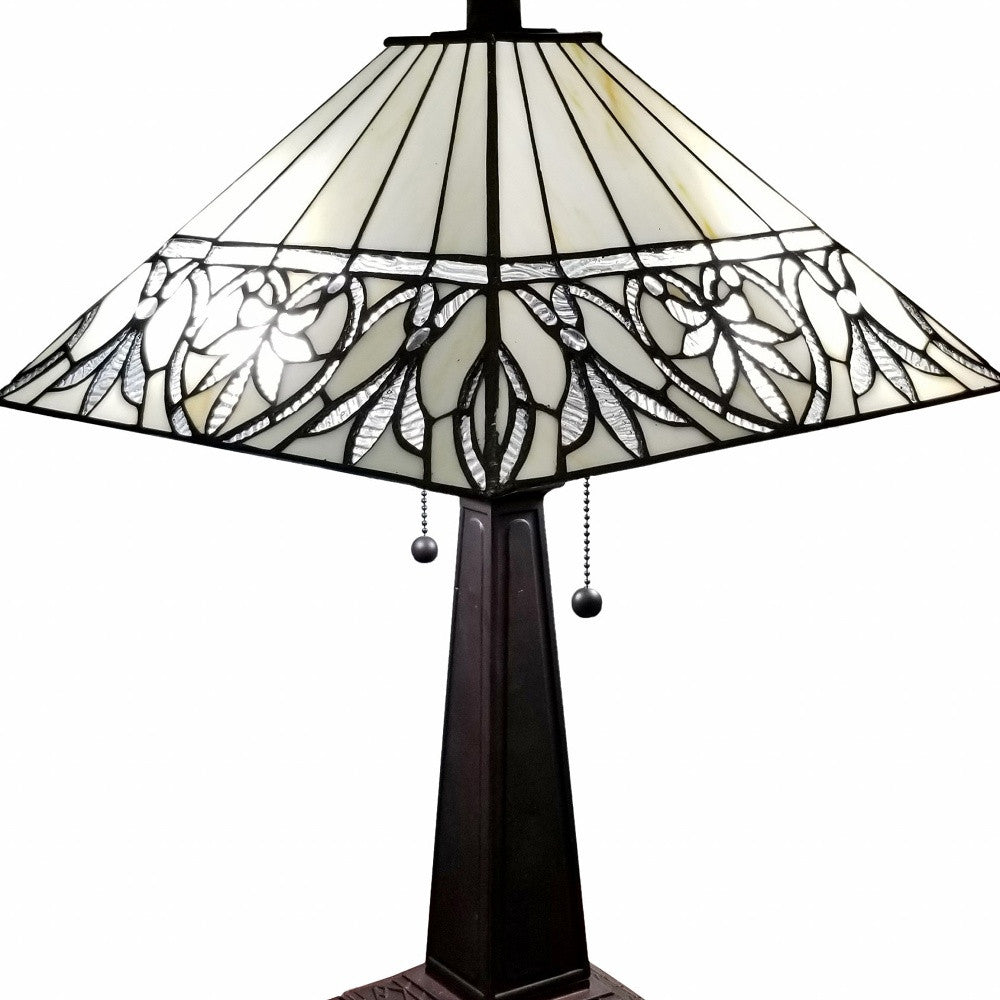 22" Dark Brown Metal Two Light Candlestick Table Lamp With White Shade - Homeroots - Flyclothing LLC