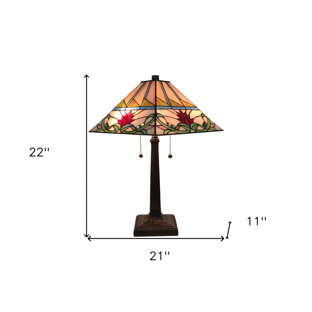 22" Dark Brown Metal Two Light Candlestick Table Lamp With White Empire Shade - Homeroots - Flyclothing LLC