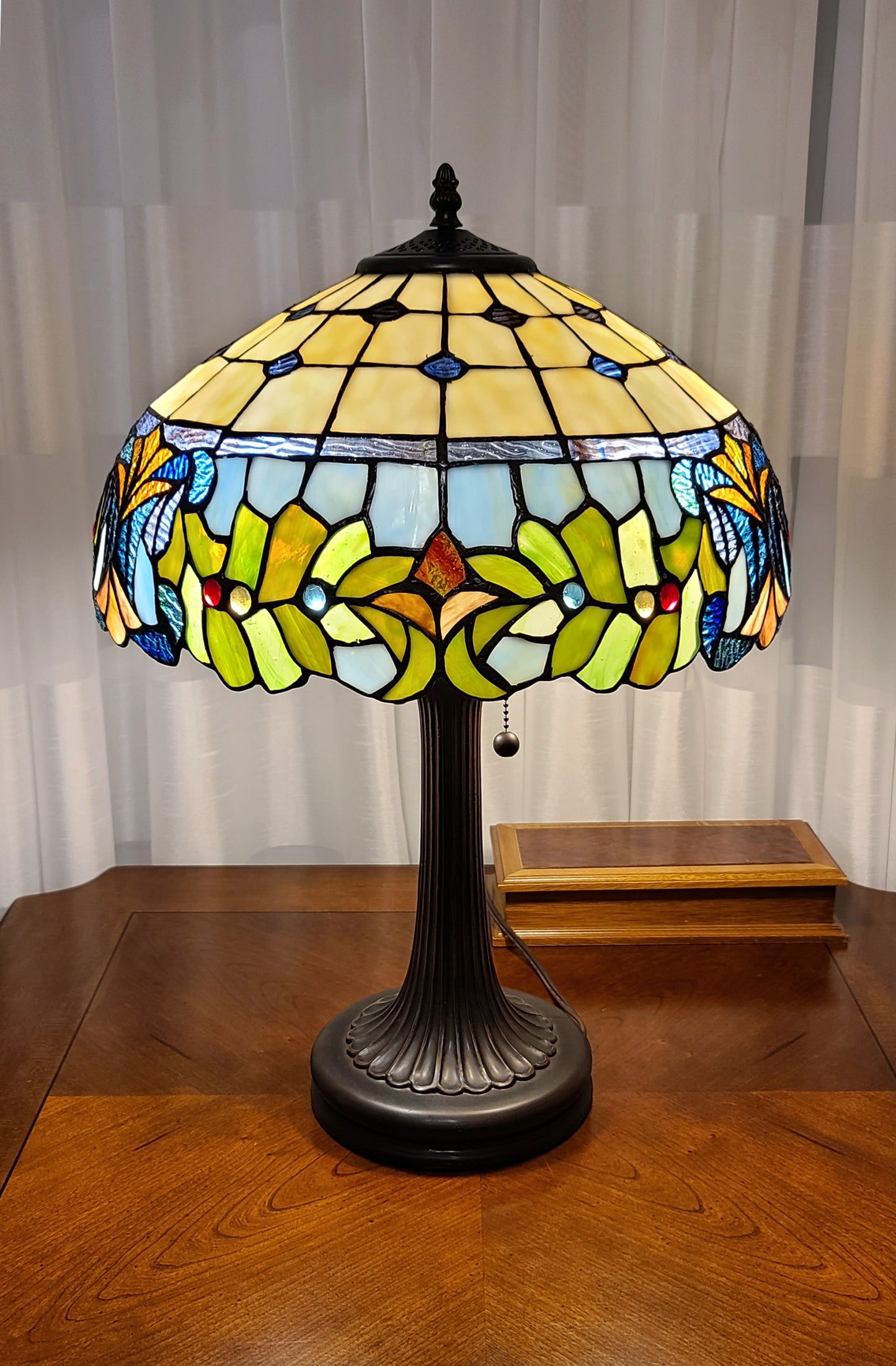 23" Dark Brown Metal Two Light Candlestick Table Lamp With Green Shade - Homeroots - Flyclothing LLC