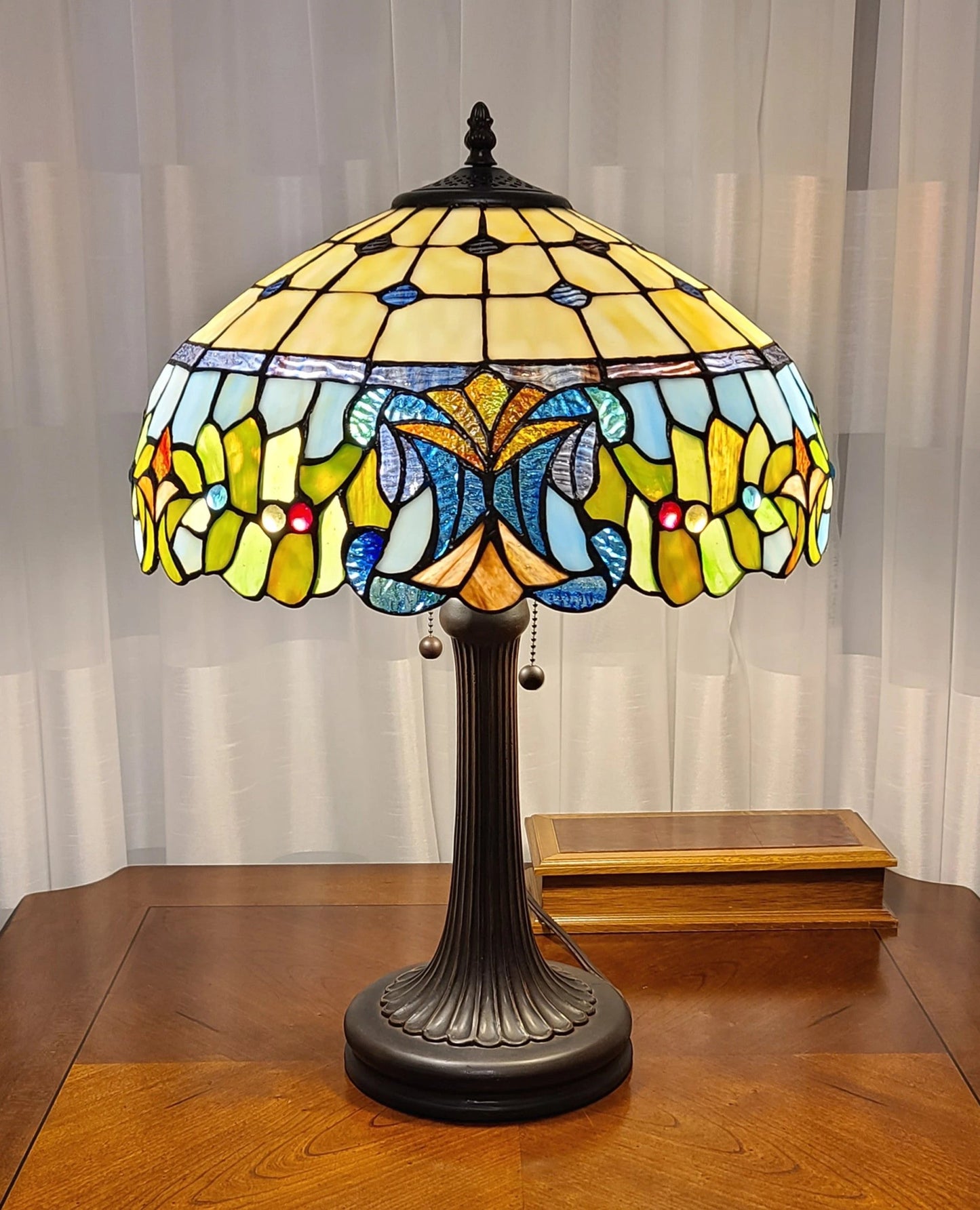 23" Dark Brown Metal Two Light Candlestick Table Lamp With Green Shade - Homeroots - Flyclothing LLC