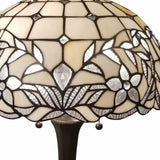 23" Dark Brown Metal Two Light Candlestick Table Lamp With White Shade