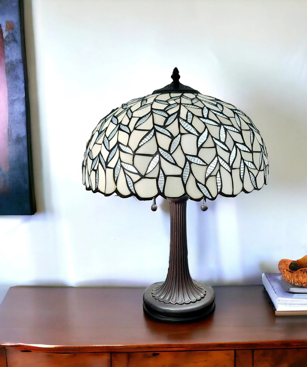 23" Dark Brown Metal Two Light Candlestick Table Lamp With White Shade - Homeroots