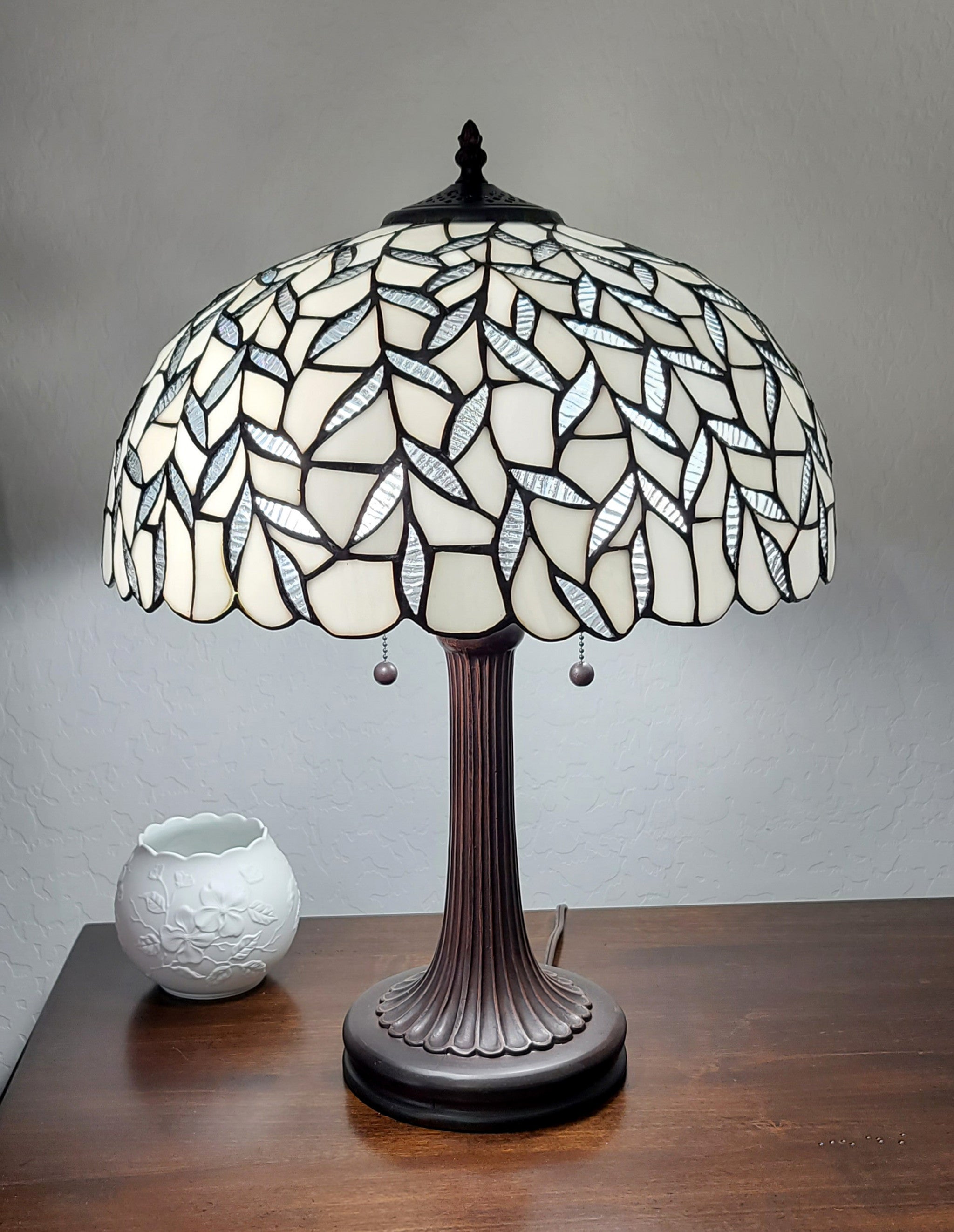 23" Dark Brown Metal Two Light Candlestick Table Lamp With White Shade - Homeroots - Flyclothing LLC