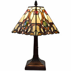 15" Dark Brown Metal Candlestick Table Lamp With Beige Shade