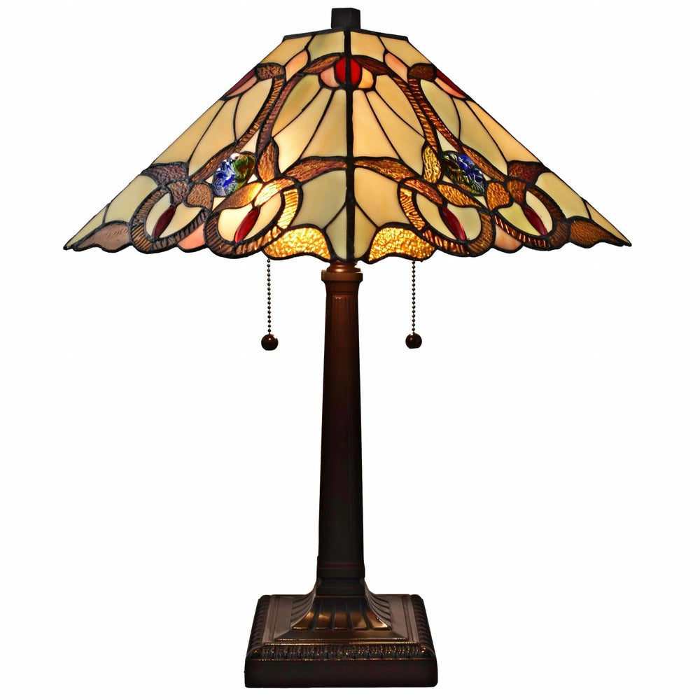 22" Dark Brown Metal Two Light Candlestick Table Lamp With Beige Empire Shade - Homeroots - Flyclothing LLC