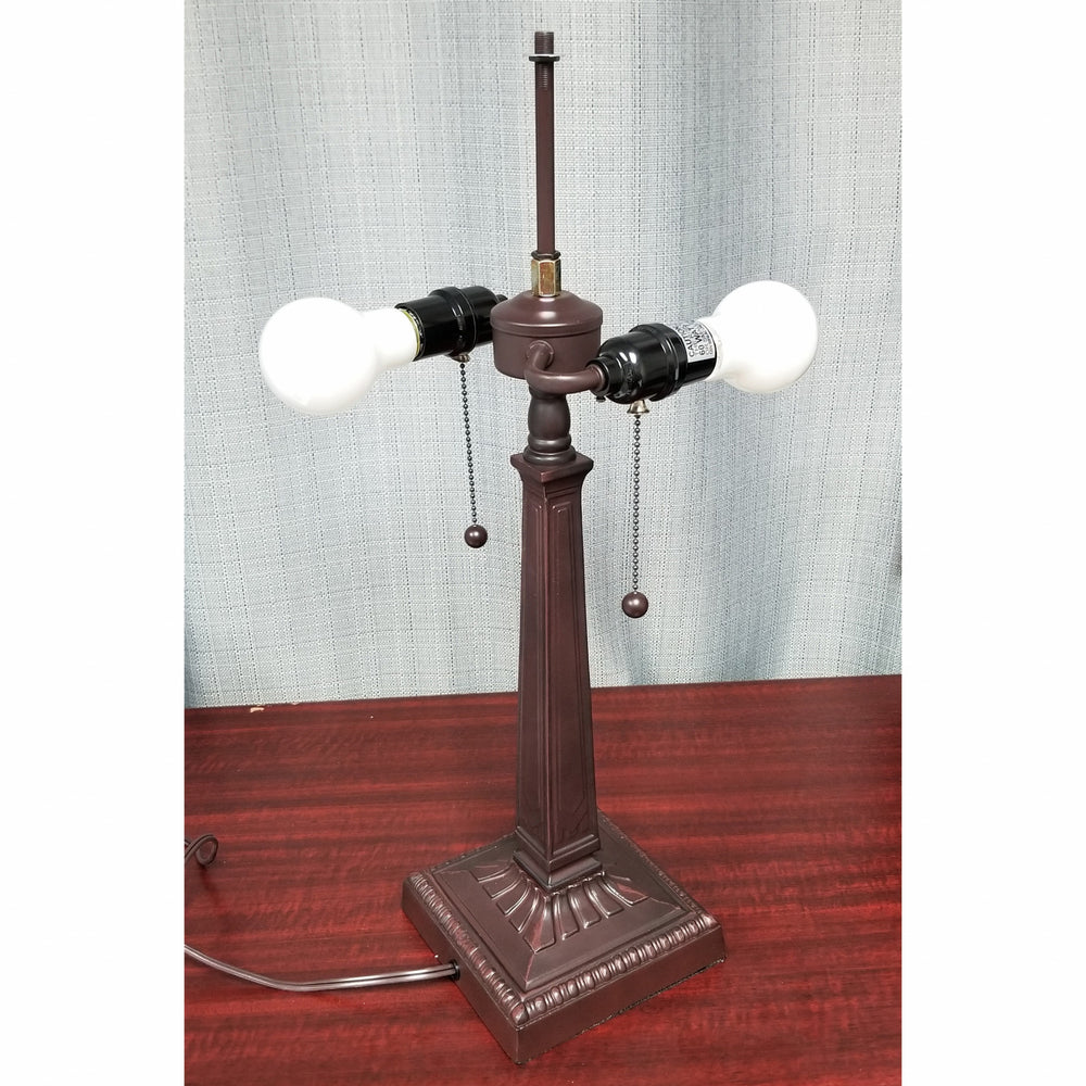 22" Dark Brown Metal Two Light Candlestick Table Lamp With Beige Empire Shade - Homeroots - Flyclothing LLC