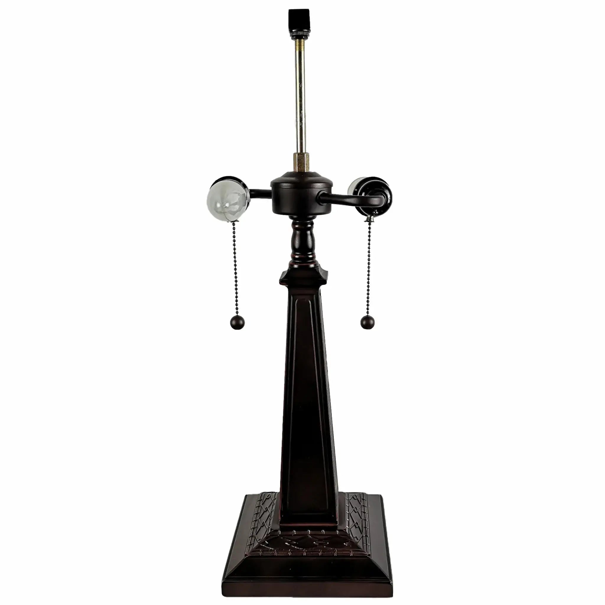 22" Dark Brown Metal Two Light Candlestick Table Lamp With Beige Shade - Homeroots - Flyclothing LLC