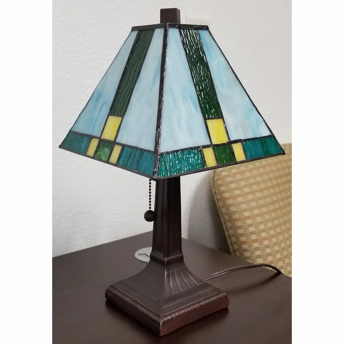 15" Dark Brown Metal Candlestick Table Lamp With Green Shade - Homeroots - Flyclothing LLC