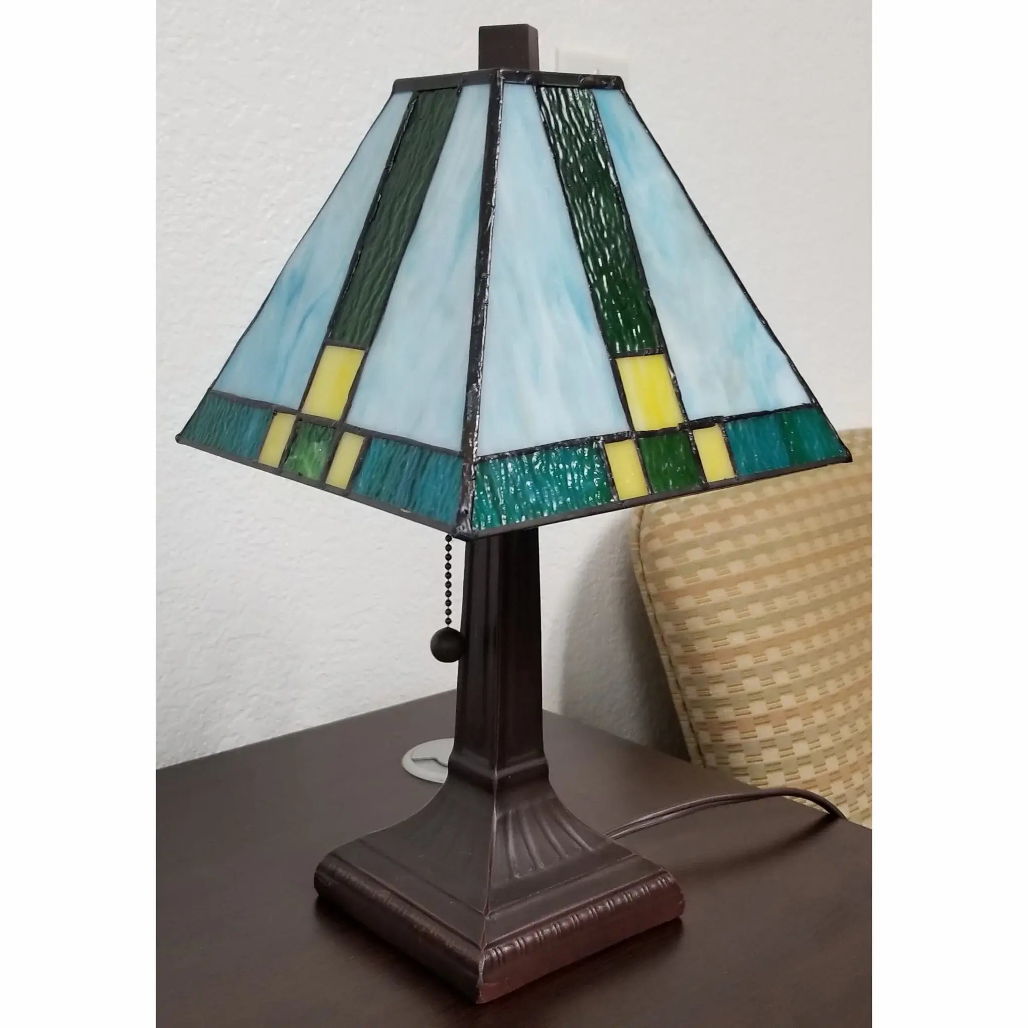 15" Dark Brown Metal Candlestick Table Lamp With Green Shade - Homeroots - Flyclothing LLC