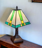 15" Dark Brown Metal Candlestick Table Lamp With Green Shade - Homeroots