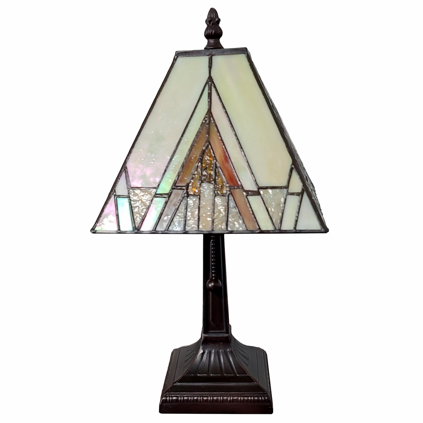 15" Dark Brown Metal Candlestick Table Lamp With Beige Shade - Homeroots - Flyclothing LLC