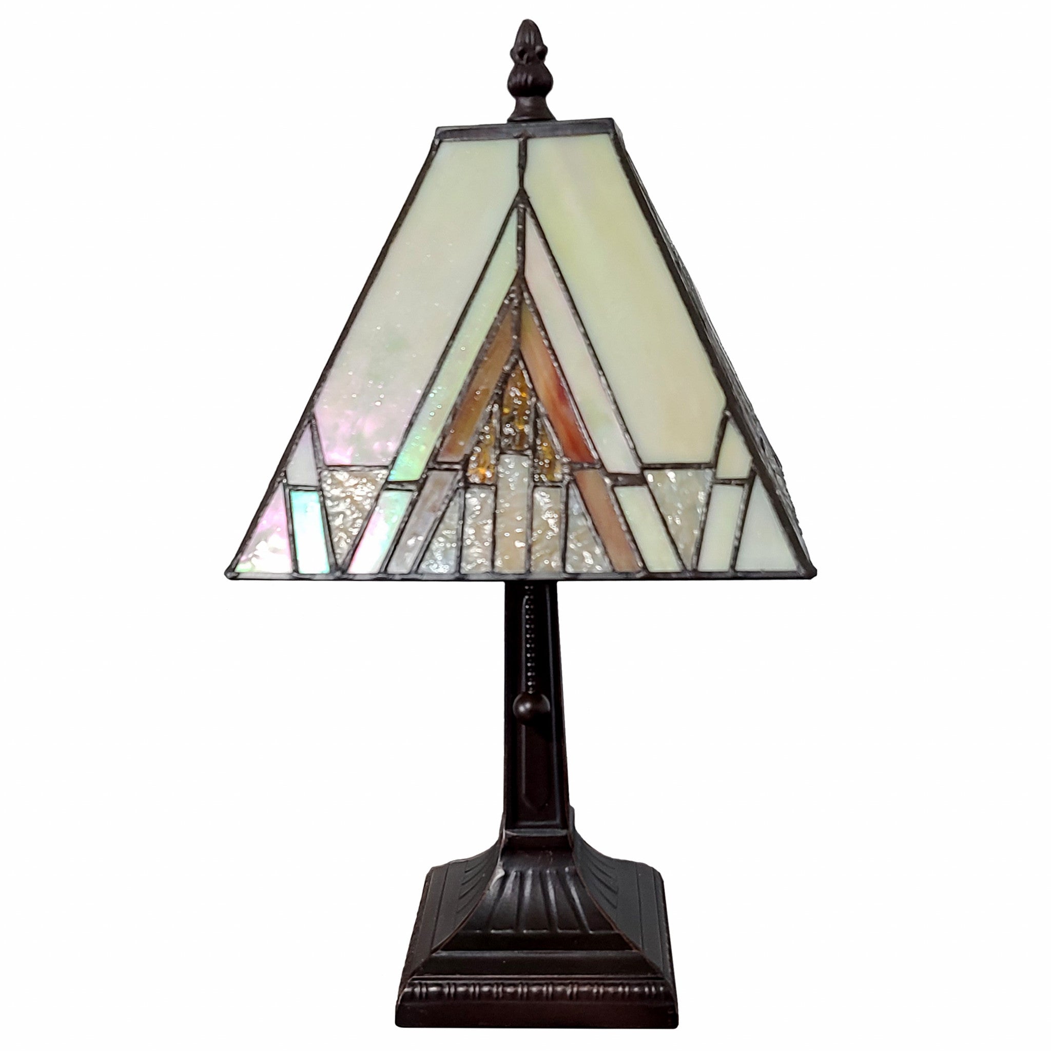 15" Dark Brown Metal Candlestick Table Lamp With Beige Shade - Homeroots - Flyclothing LLC