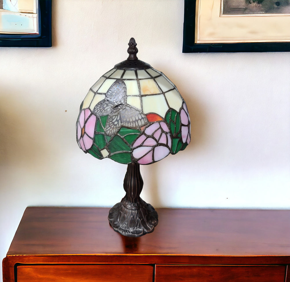 15" Dark Brown Metal Candlestick Table Lamp With Beige Shade - Homeroots