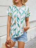 Printed Round Neck Short Sleeve Top - Trendsi