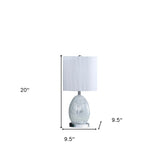 20" White Luster Mirrored Glass Table Lamp With Night Light - Homeroots - Flyclothing LLC