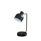 15" Black Metal Desk USB Table Lamp With Black Shade - Homeroots
