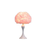 24" Glam Pink Faux Feather and White Metal Table Lamp - Homeroots