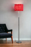 63" Steel and Acrylic Floor Lamp With Red Flowers Fabric Drum Shade - Homeroots