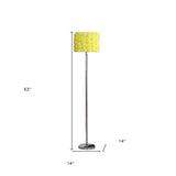 63" Steel and Acrylic Floor Lamp With Yellow Flowers Fabric Drum Shade - Homeroots - Flyclothing LLC
