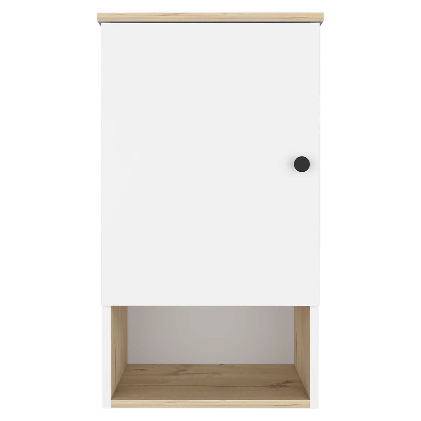 16" Light Oak And White Wall Mounted Cabinet With Three Shelves - Homeroots - Flyclothing LLC