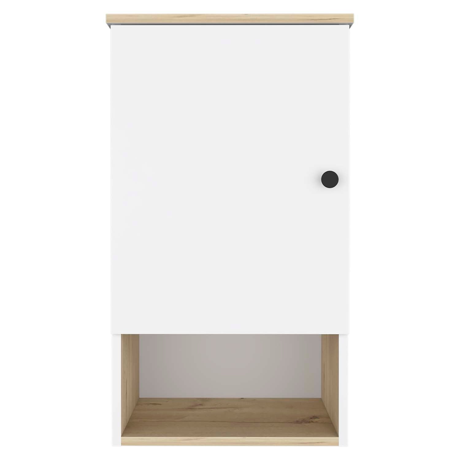 16" Light Oak And White Wall Mounted Cabinet With Three Shelves - Homeroots - Flyclothing LLC
