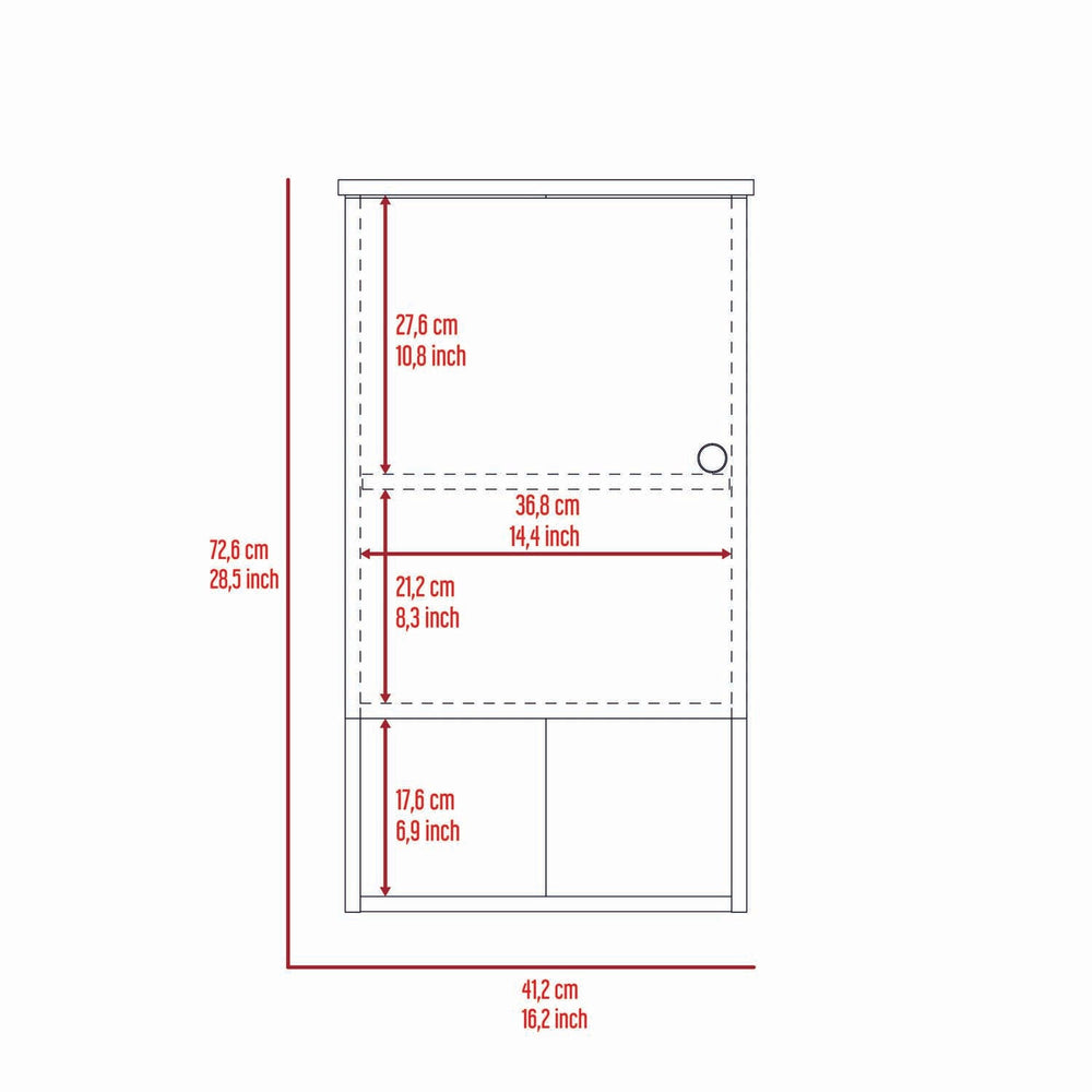 16" Light Oak And White Wall Mounted Cabinet With Three Shelves - Homeroots