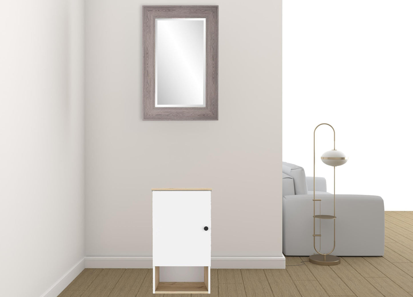 16" Light Oak And White Wall Mounted Cabinet With Three Shelves - Homeroots - Flyclothing LLC