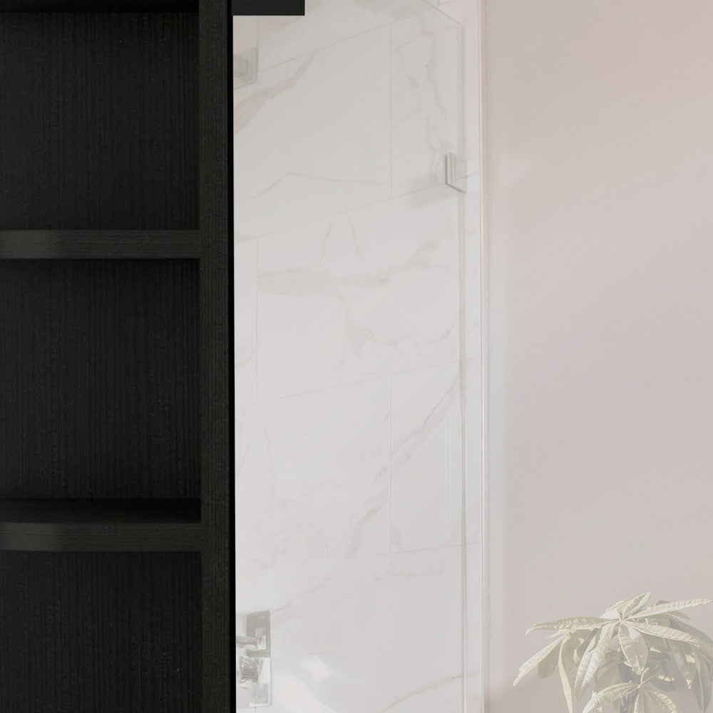 24" Black Wall Mounted Bathroom Cabinet With Six Shelves - Homeroots - Flyclothing LLC