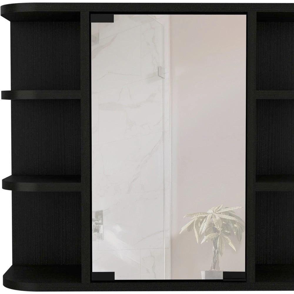24" Black Wall Mounted Bathroom Cabinet With Six Shelves - Homeroots - Flyclothing LLC