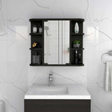 24" Black Wall Mounted Bathroom Cabinet With Six Shelves - Homeroots - Flyclothing LLC