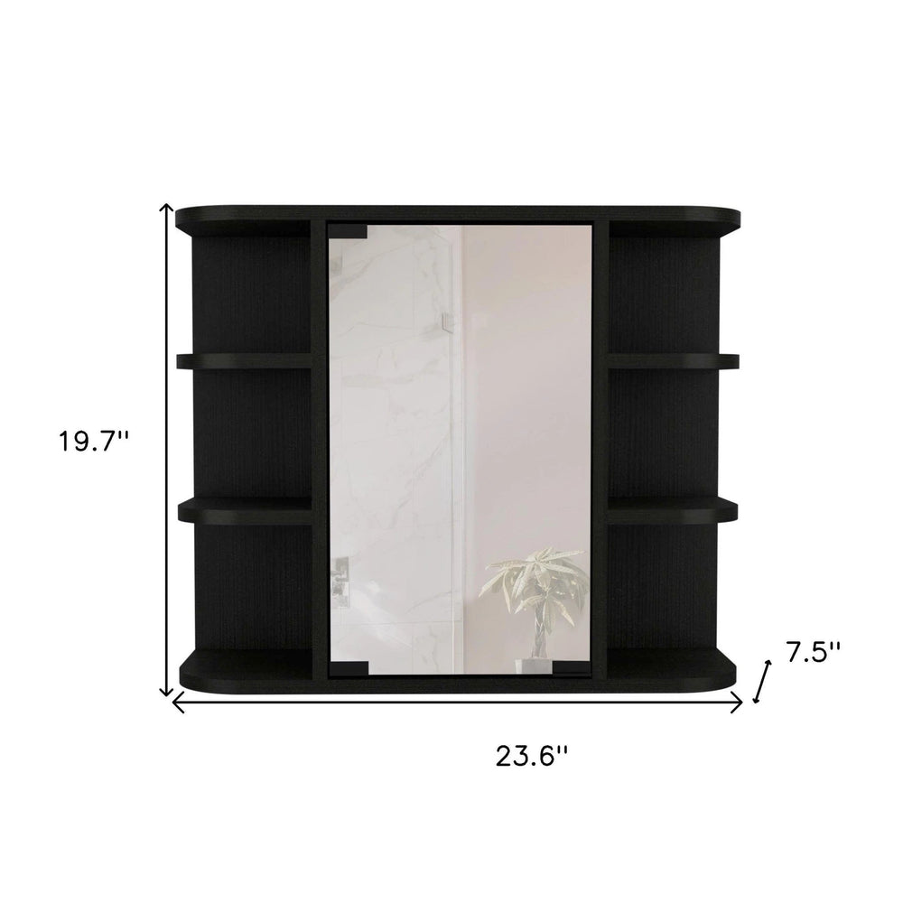 24" Black Wall Mounted Bathroom Cabinet With Six Shelves - Homeroots - Flyclothing LLC