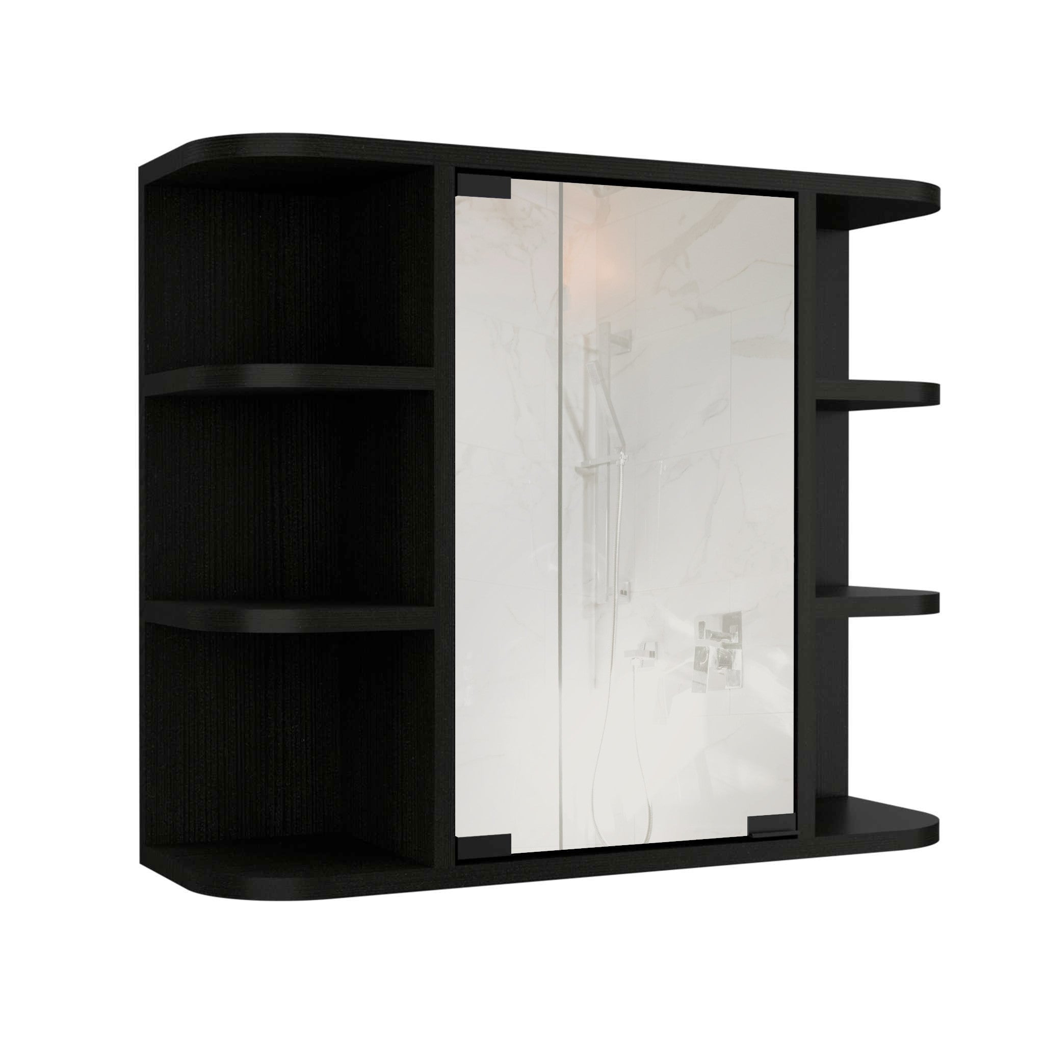 24" Black Wall Mounted Bathroom Cabinet With Six Shelves - Homeroots - Flyclothing LLC