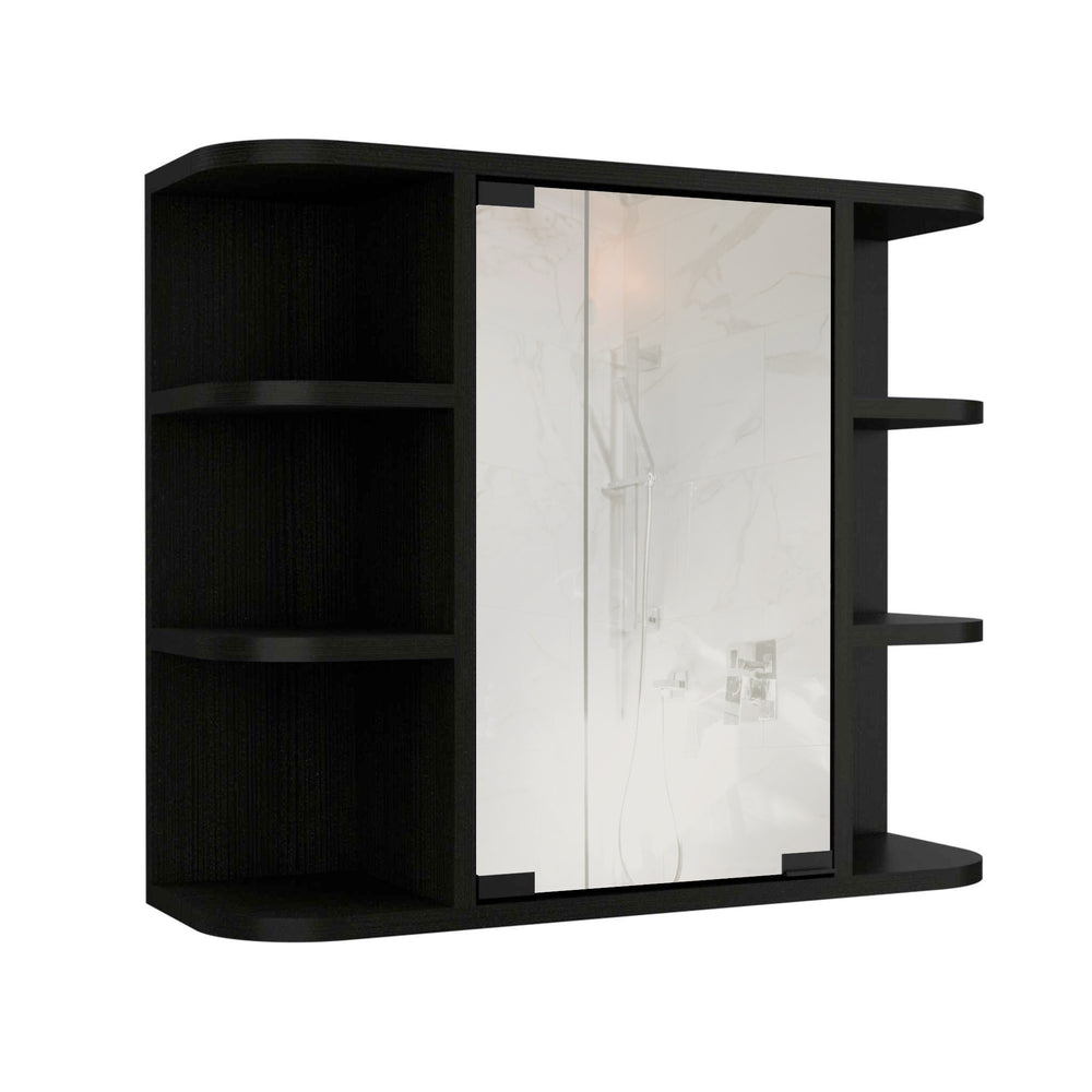 24" Black Wall Mounted Bathroom Cabinet With Six Shelves - Homeroots - Flyclothing LLC