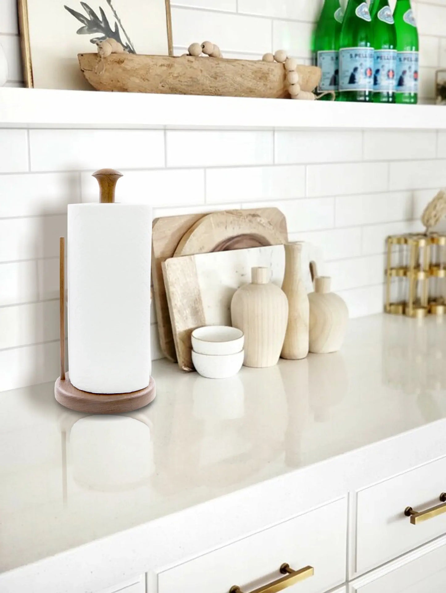 Free Standing 5.88 " Wood Paper Towel Holder - Homeroots - Flyclothing LLC