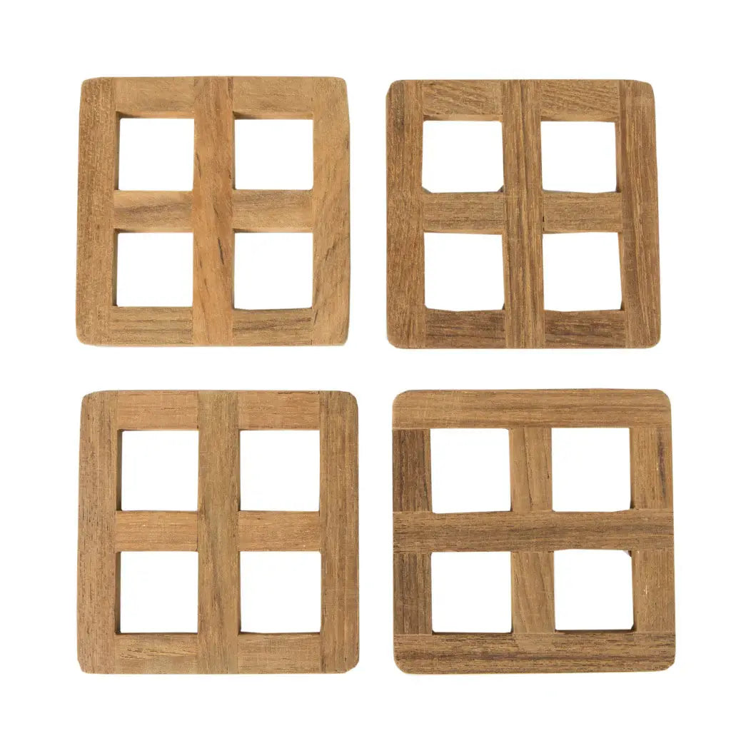 set of four 3.00 " Square Wood Coaster - Homeroots - Flyclothing LLC