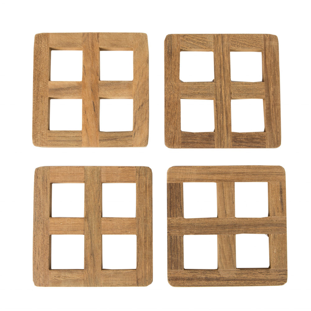 set of four 3.00 " Square Wood Coaster - Homeroots - Flyclothing LLC