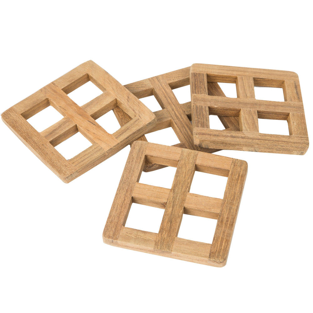 set of four 3.00 " Square Wood Coaster - Homeroots - Flyclothing LLC