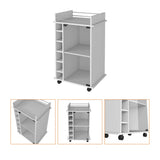White Rolling Bar Cart With Wine Storage - Homeroots - Flyclothing LLC