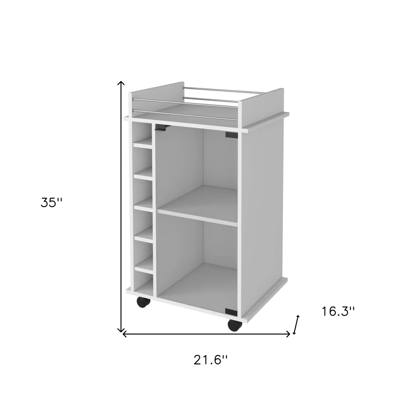 White Rolling Bar Cart With Wine Storage - Homeroots - Flyclothing LLC