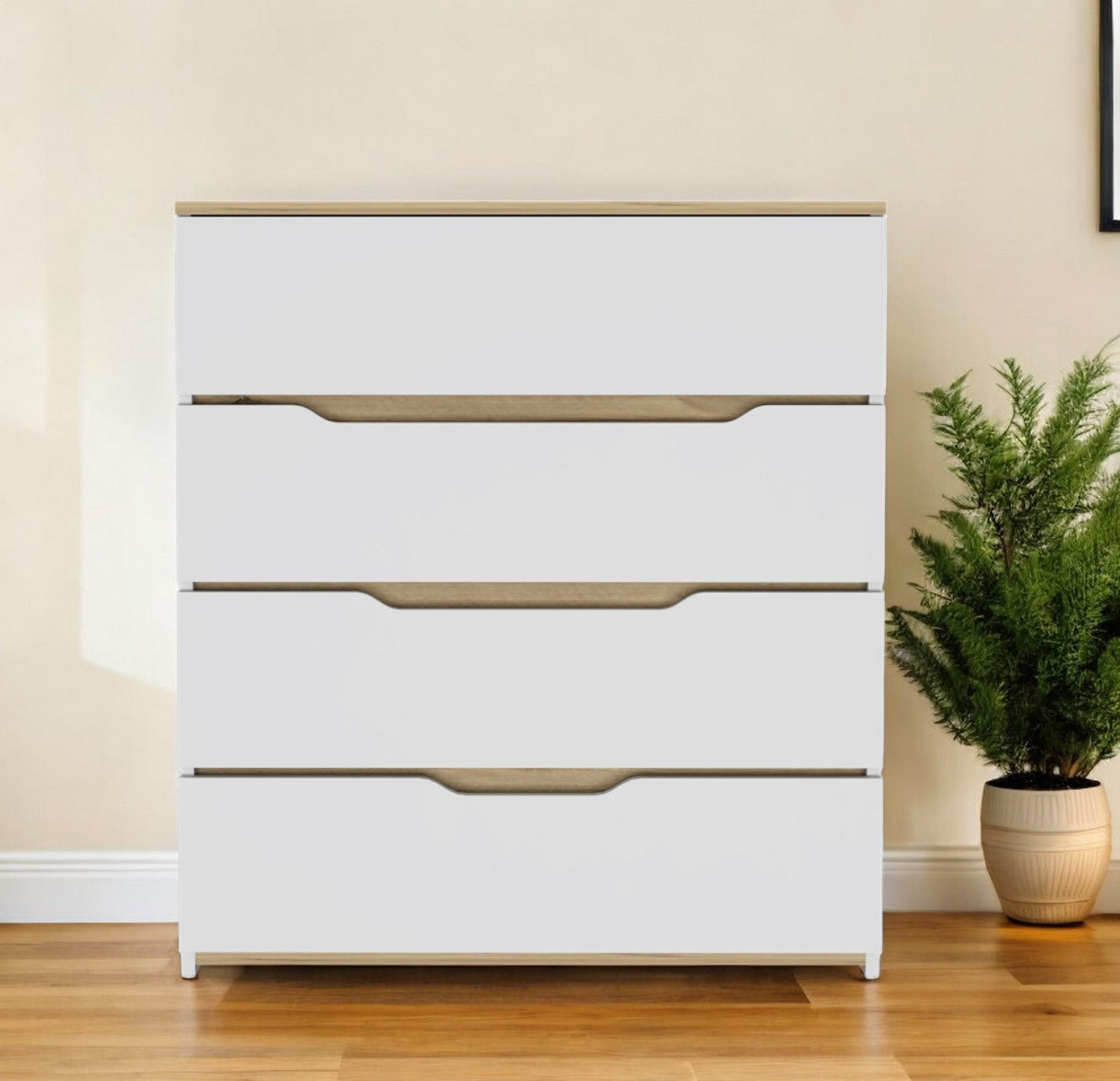 31" Brown and White Four Drawer Standard Chest - Homeroots - Flyclothing LLC
