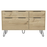 47" Brown and Black Four Drawer Double Dresser - Homeroots