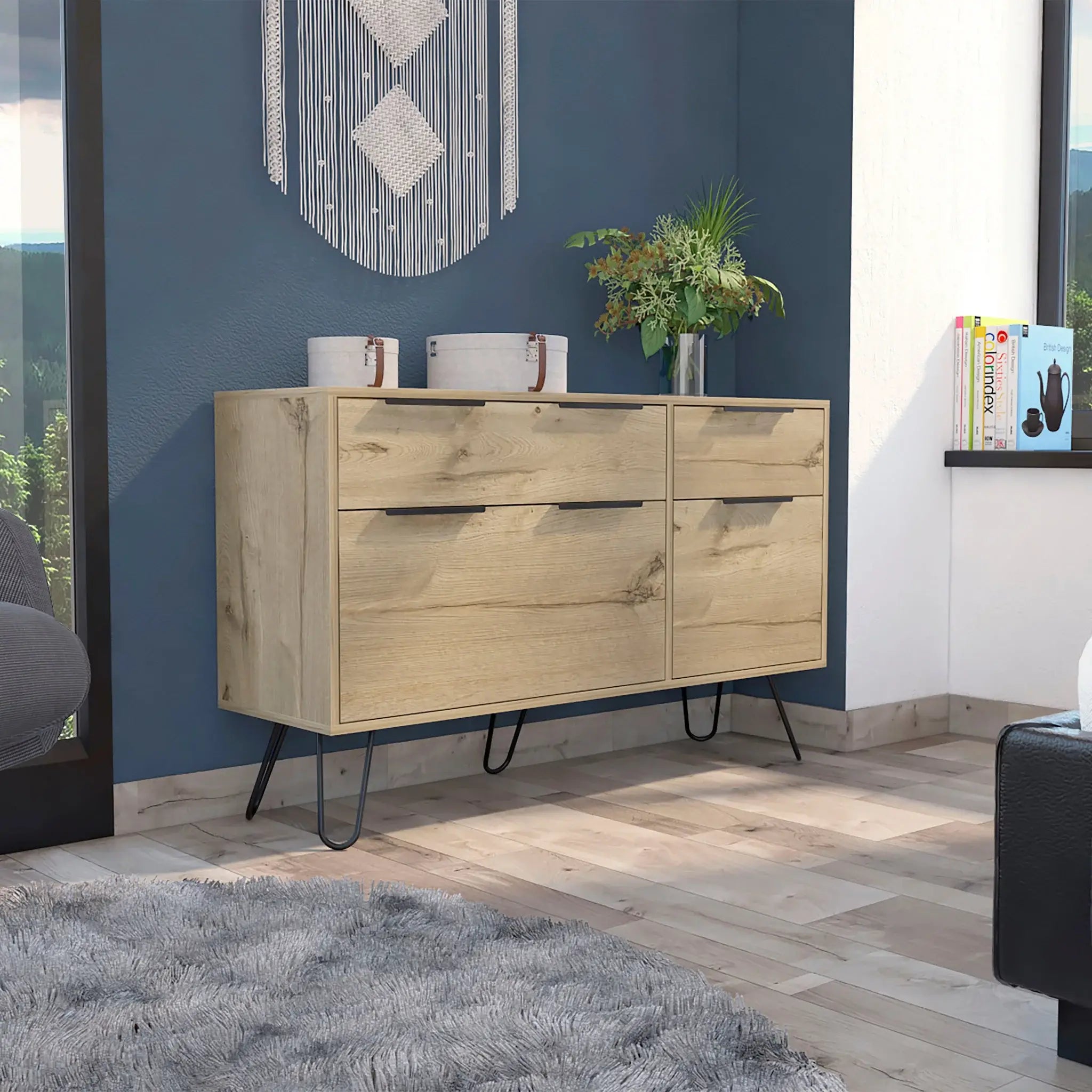 47" Brown and Black Four Drawer Double Dresser - Homeroots - Flyclothing LLC