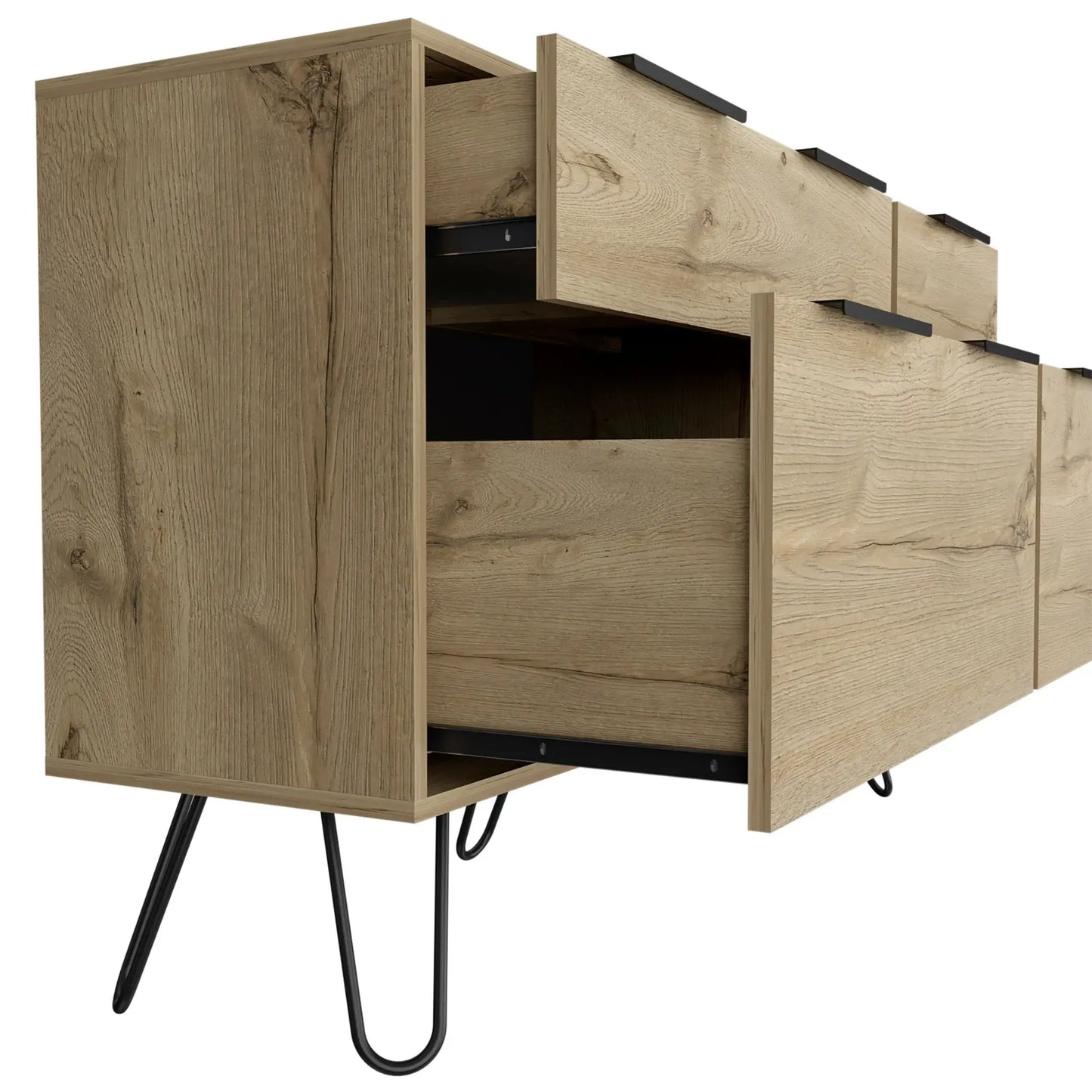 47" Brown and Black Four Drawer Double Dresser - Homeroots - Flyclothing LLC