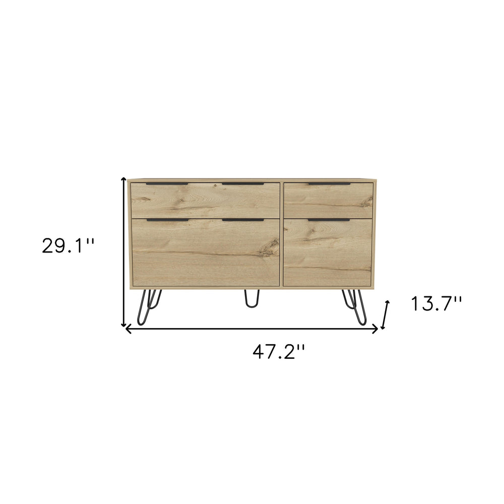 47" Brown and Black Four Drawer Double Dresser - Homeroots - Flyclothing LLC