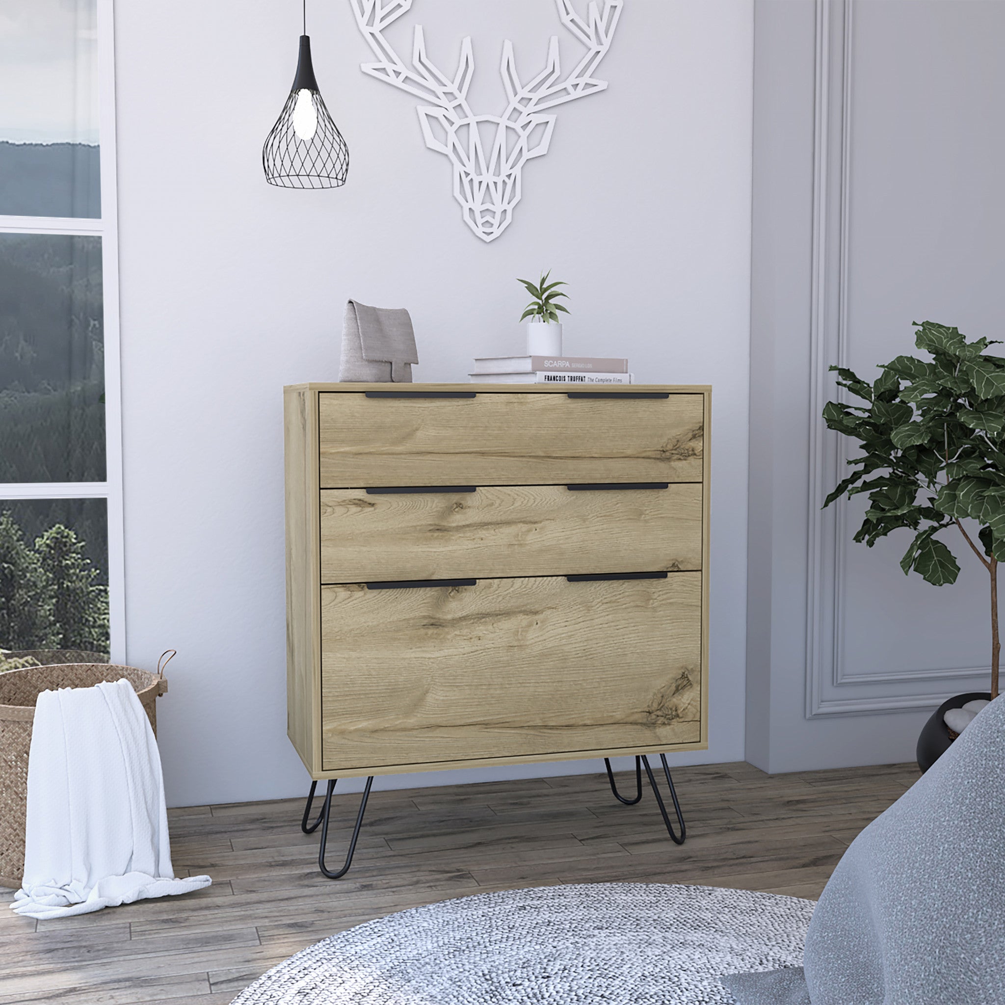 30" Brown and Black Three Drawer Dresser - Homeroots - Flyclothing LLC