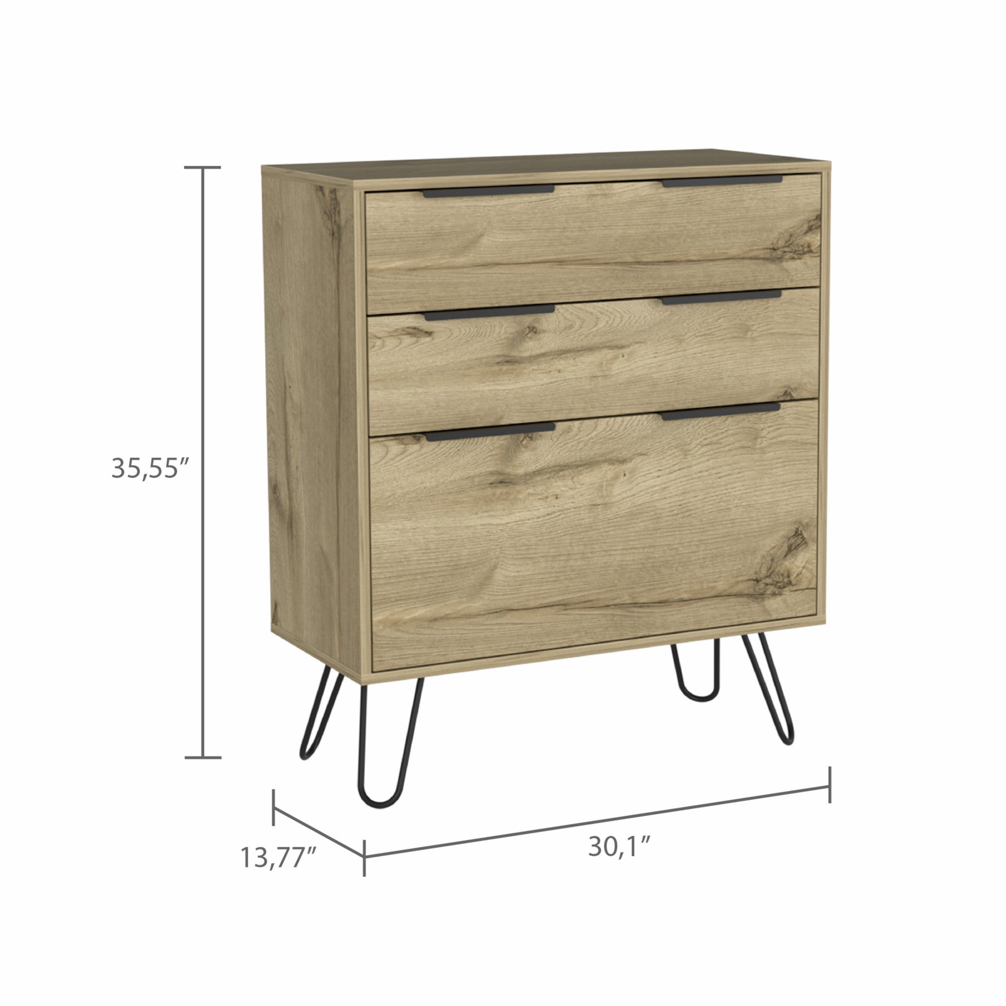 30" Brown and Black Three Drawer Dresser - Homeroots - Flyclothing LLC