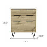 30" Brown and Black Three Drawer Dresser - Homeroots