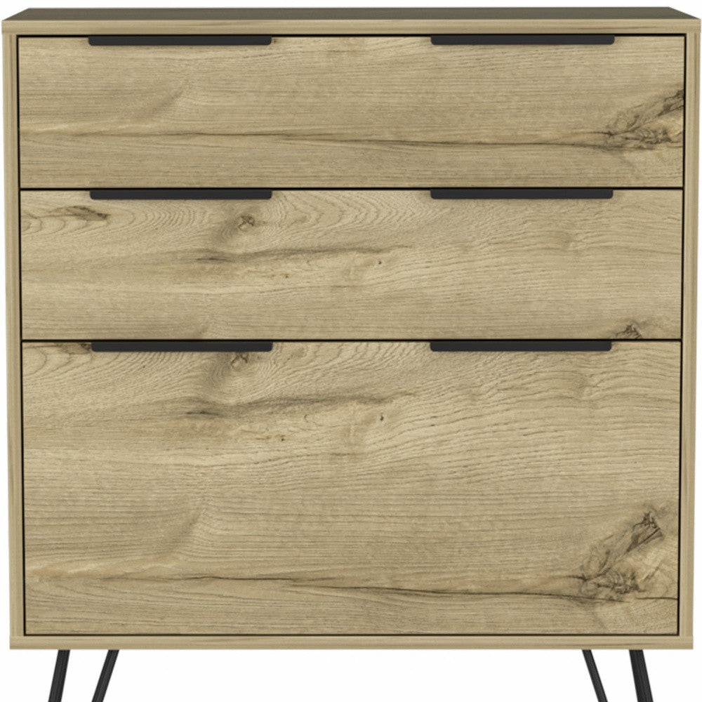 30" Brown and Black Three Drawer Dresser - Homeroots